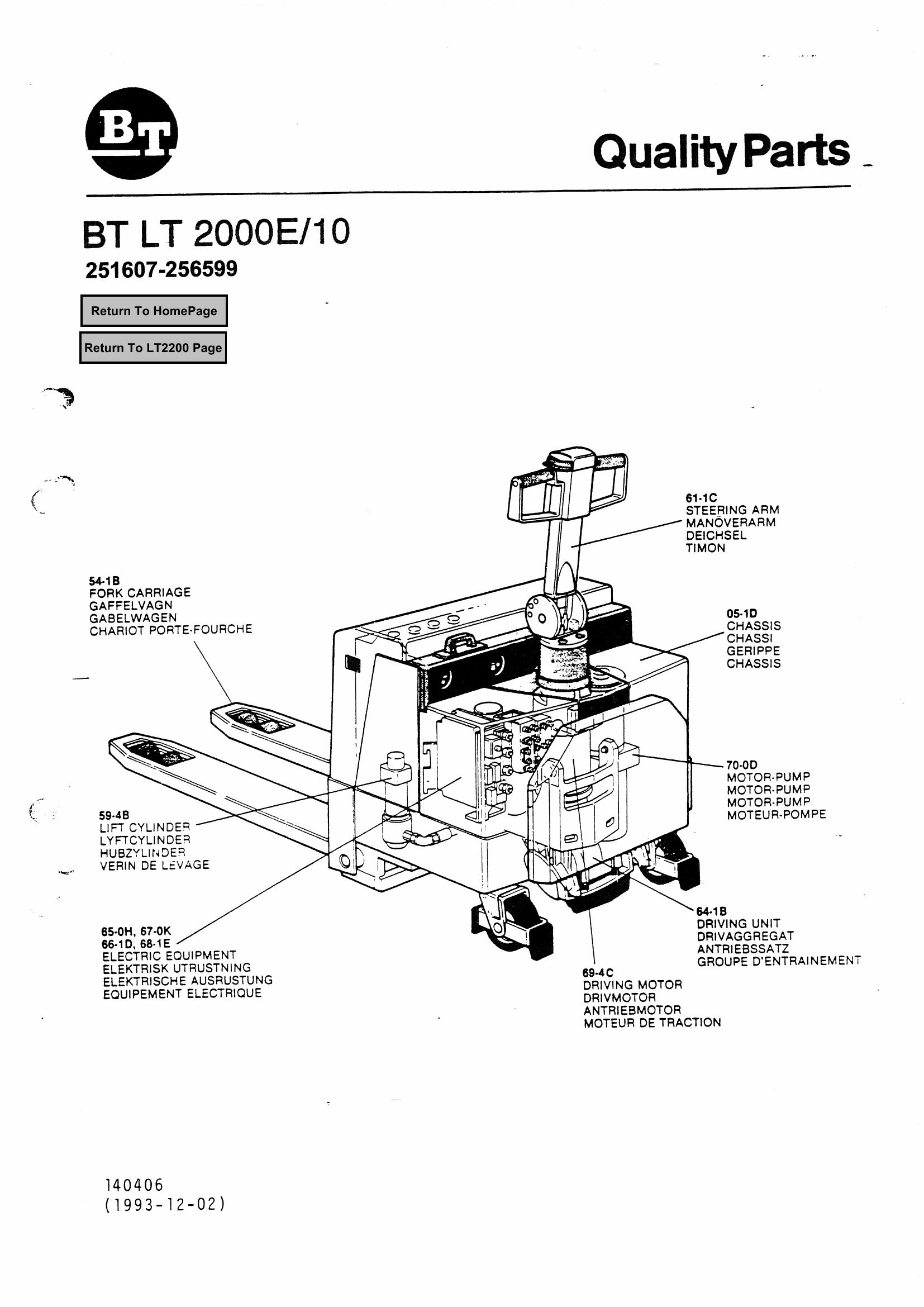 BT Forklift LT2000E 10 Parts Catalog EN SV DE FR