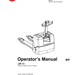 BT Forklift LW13 Operators Manual