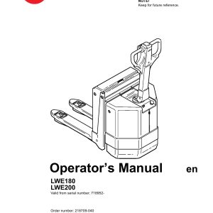 BT Forklift LWE180 LWE200 Operators Manual