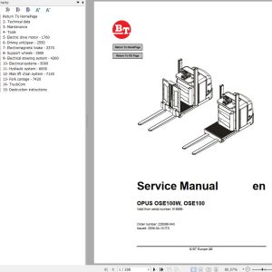 BT Forklift OPUS OSE100W OSE100 Service Manual