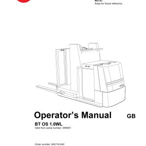 BT Forklift OS 1.0WL Operators Manual