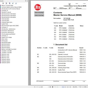 BT Forklift PPH1600MX to PPS1200MXS Service Manual