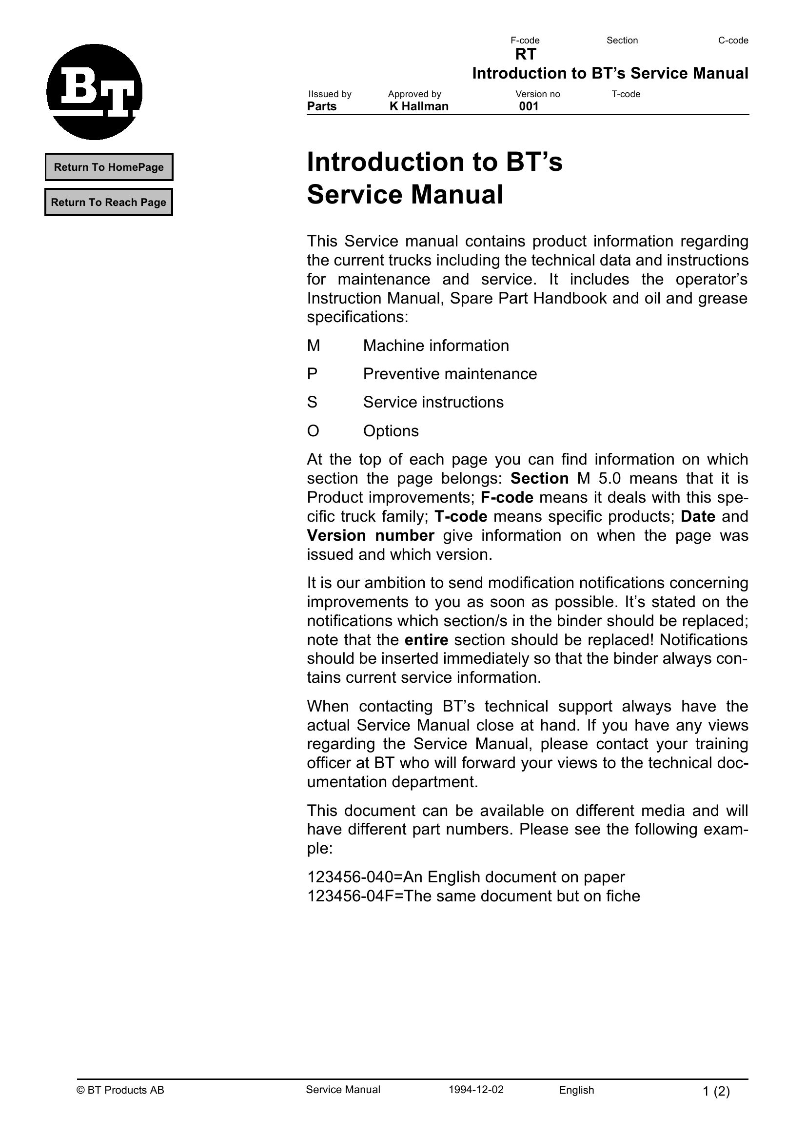 BT Forklift RR N1 N3 B1 B8 E1 E8 Service Manual