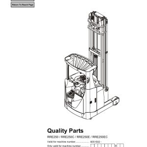 BT Forklift RRE250 RRE250C RRE250E RRE250EC Parts Catalog