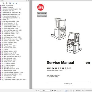 BT Forklift Reflex RRB ERRB ECC Service Manual