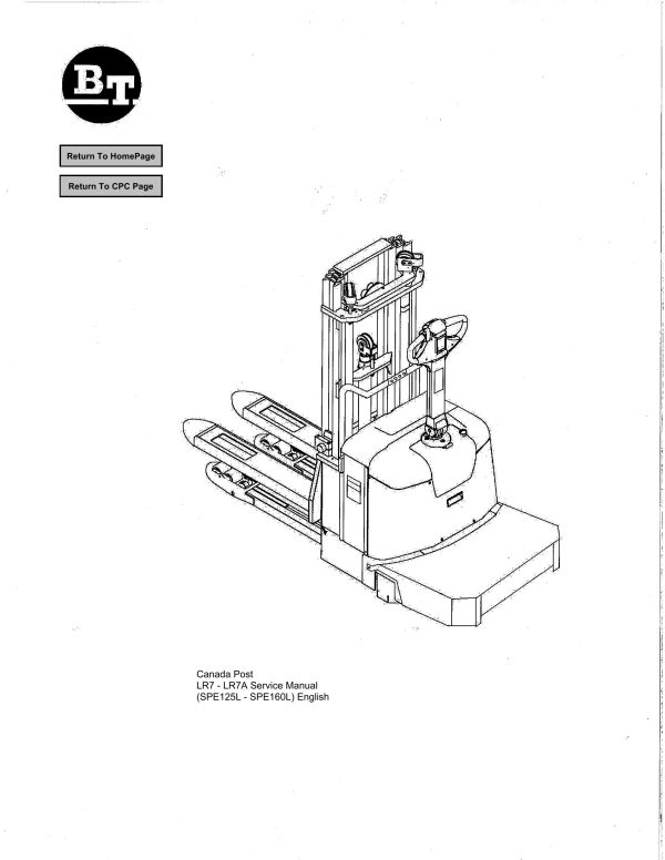 BT Forklift SPE125 SPE125L SPE160 SPE160L Service Manual