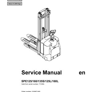 BT Forklift SPE125 to SPE160L Service Manual