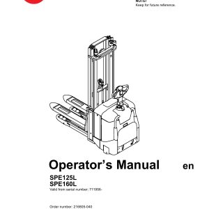BT Forklift SPE125L SPE160L Operators Manual