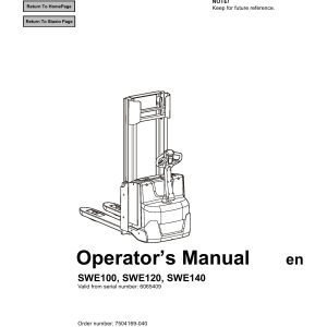 BT Forklift SWE100 SWE120 SWE140 Operators Manual