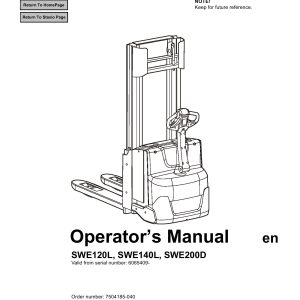 BT Forklift SWE120L SWE140L SWE200D Operators Manual