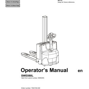 BT Forklift Staxio SWE080L Operators Manual