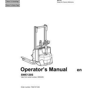 BT Forklift Staxio SWE120S Operators Manual
