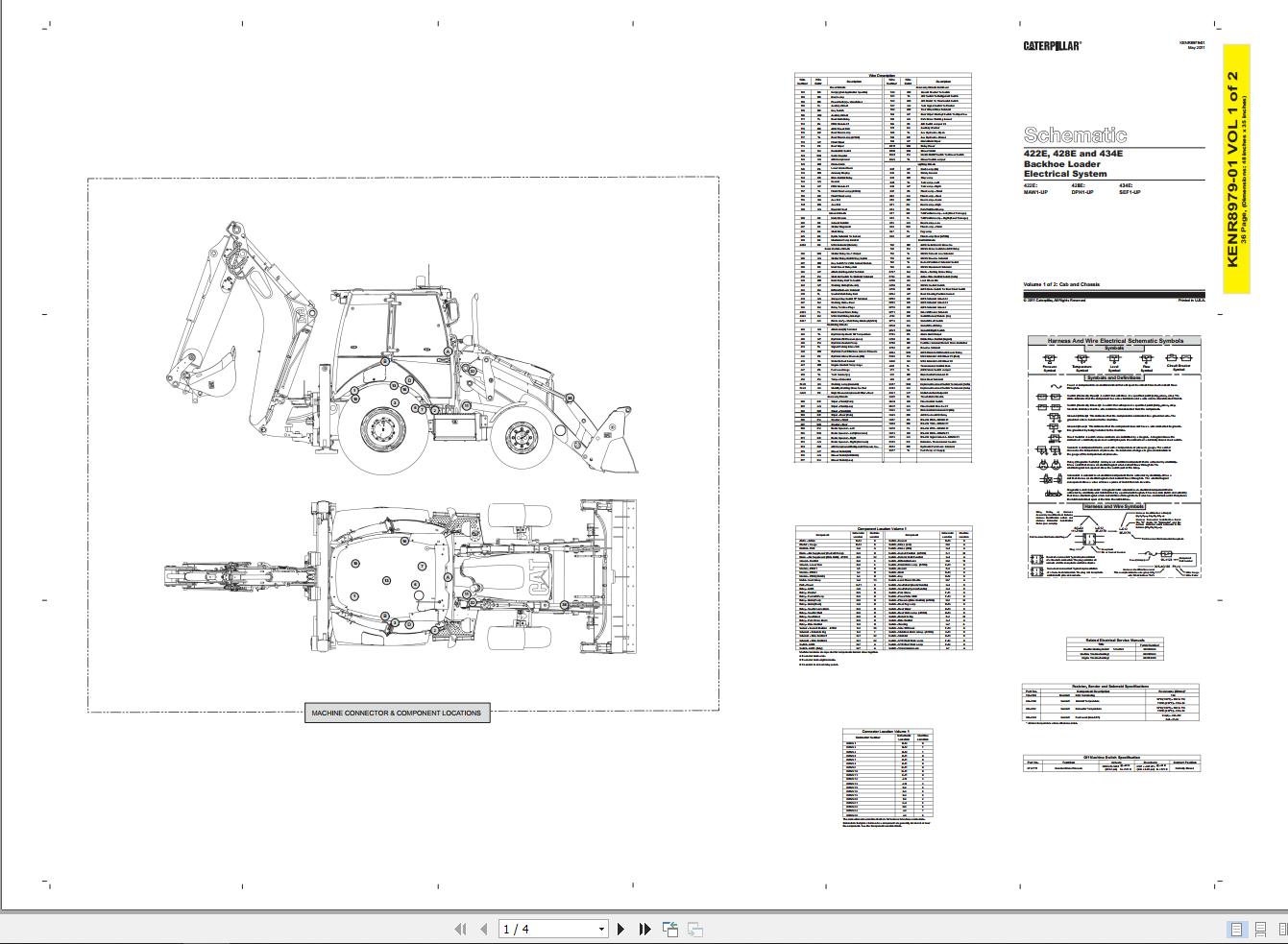 CAT Backhoe Loader 422E 428E 434E Electrical System Schematic KENR897901