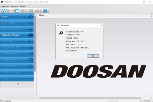 Doosan Diagnostic Tool 2022 euro6 diesel 5.2022
