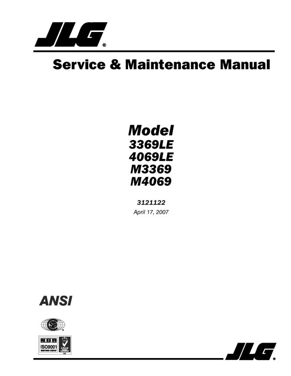 JLG Lift 3360LE 4069LE M3369 M4069 Service and Maintenance Manual