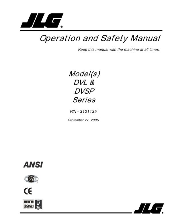 JLG Lift DVL DVSP Operation and Safety Manual