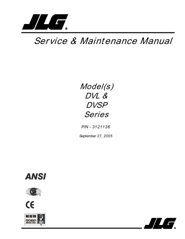 JLG Lift DVL DVSP Service and Maintenance Manual