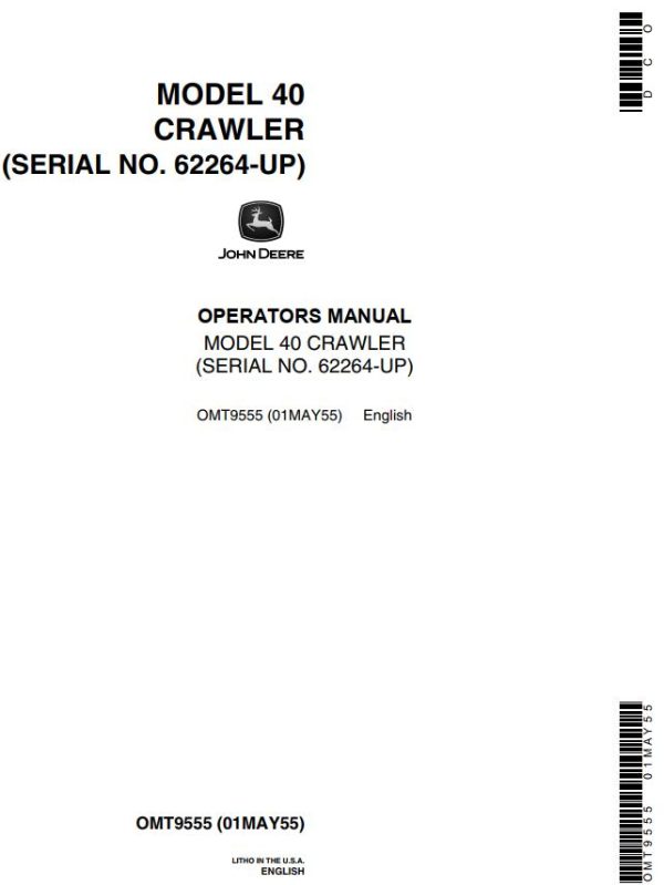 John Deere Crawler Tractor 40 Operators Manual