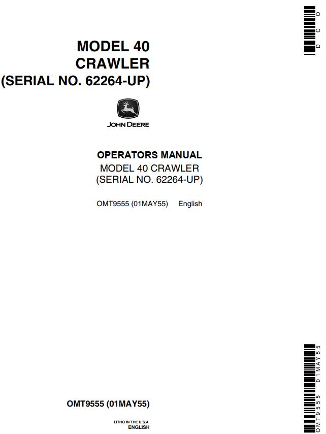 John Deere Crawler Tractor 40 Operators Manual