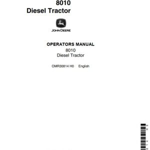 John Deere Diesel Tractor 8010 Operators Manual