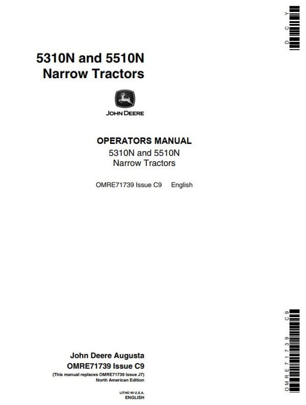 John Deere Narrow Tractors 5310N 5510N Operators Manual