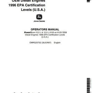 John Deere OEM Diesel Engines 105L 125L 6105 en 6125 Operators Manual