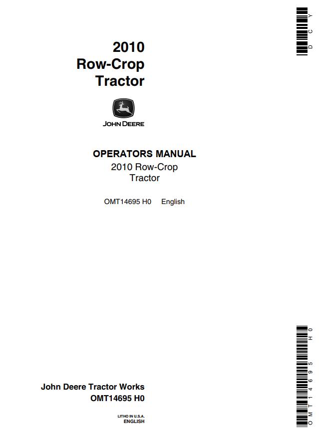 John Deere Row Crop Tractors 2010 Operators Manual
