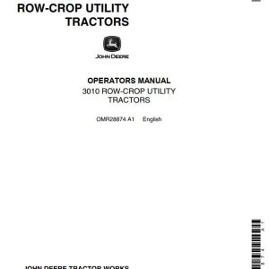 John Deere Row Crop Utility Tractor 3010 Operators Manual