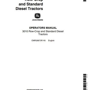 John Deere Row Crop and Standard Diesel Tractors 3010 Operators Manual