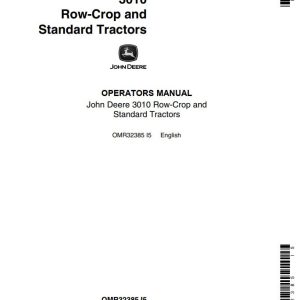John Deere Row Crop and Standard Tractors 3010 Operators Manual 1