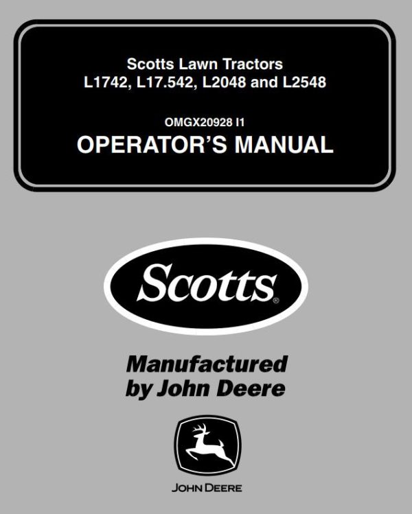 John Deere Scotts Lawn Tractor L1742 L17.542 L2048 L2548 Operators Manual