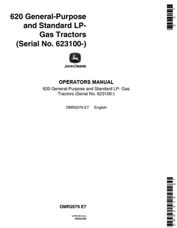 John Deere Standard LP Gas Tractors 620 Operators Manual