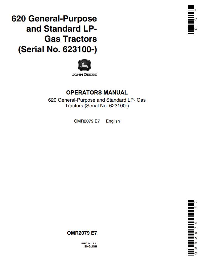 John Deere Standard LP Gas Tractors 620 Operators Manual