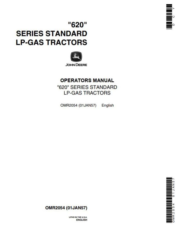 John Deere Standard LP Gas Tractors 620 Series Operators Manual