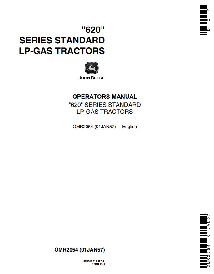 John Deere Standard LP Gas Tractors 620 Series Operators Manual