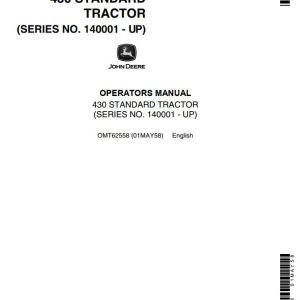 John Deere Standard Tractor 430 Operators Manual