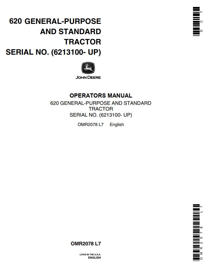 John Deere Standard Tractor 620 Operators Manual