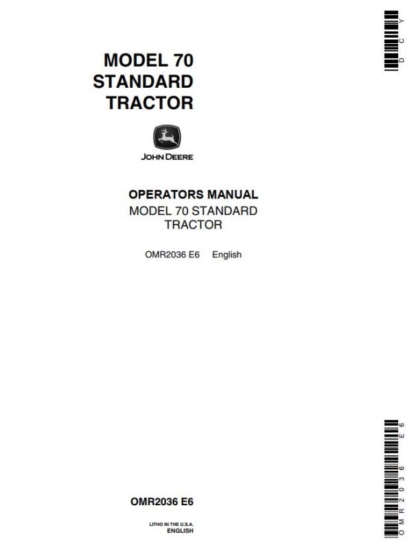 John Deere Standard Tractor 70 Operators Manual