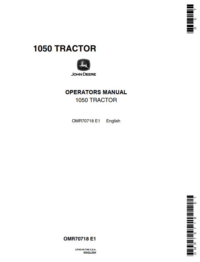 John Deere Tractor 1050 Operators Manual