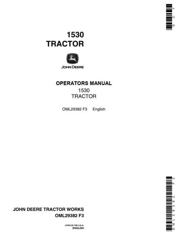 John Deere Tractor 1530 Operators Manual