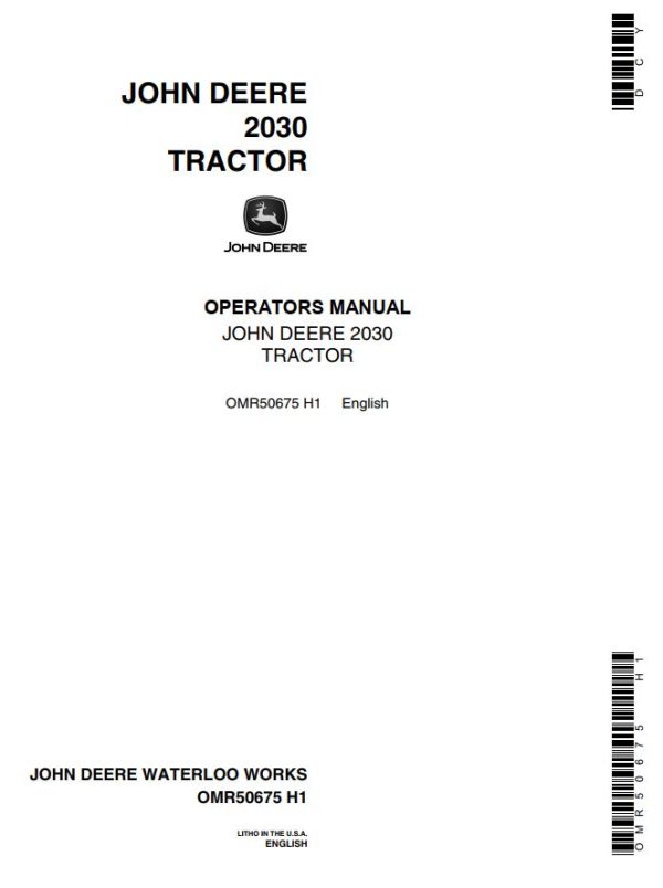 John Deere Tractor 2030 Operators Manual