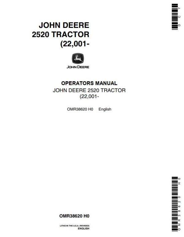 John Deere Tractor 2520 Operators Manual