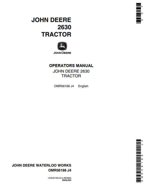 John Deere Tractor 2630 Operators Manual