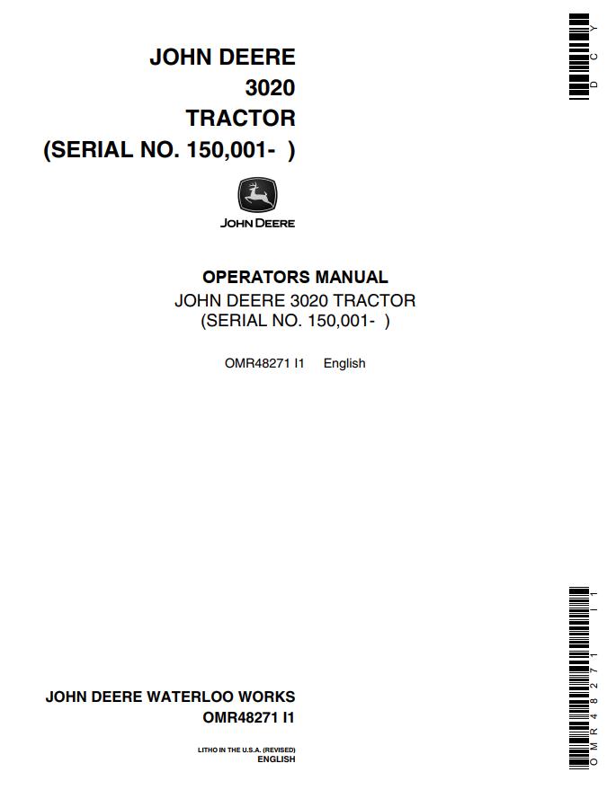 John Deere Tractor 3020 Operators Manual