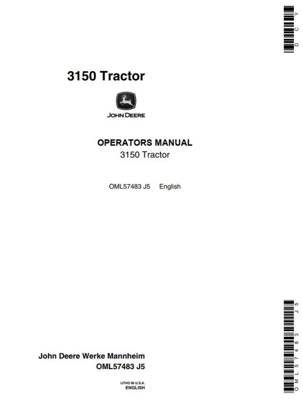 John Deere Tractor 3150 Operators Manual