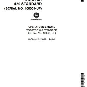 John Deere Tractor 420 Standard Operators Manual