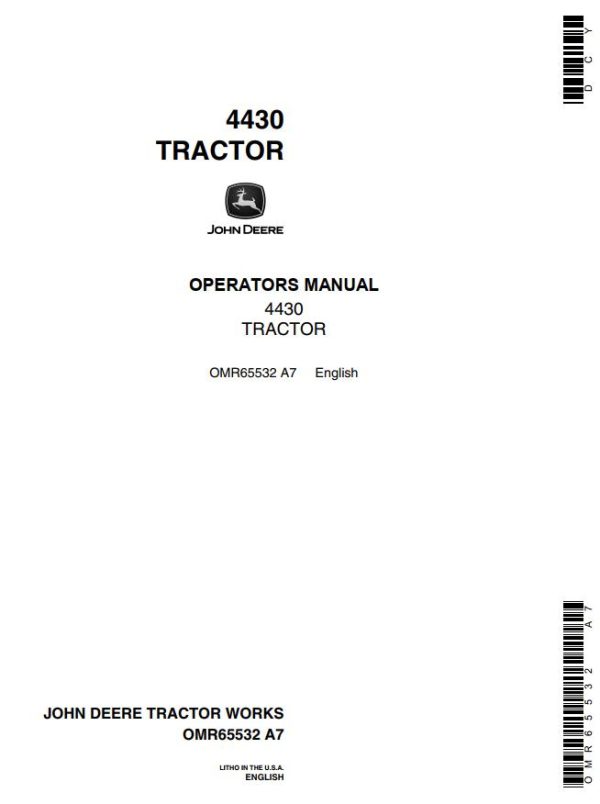 John Deere Tractor 4430 Operators Manual