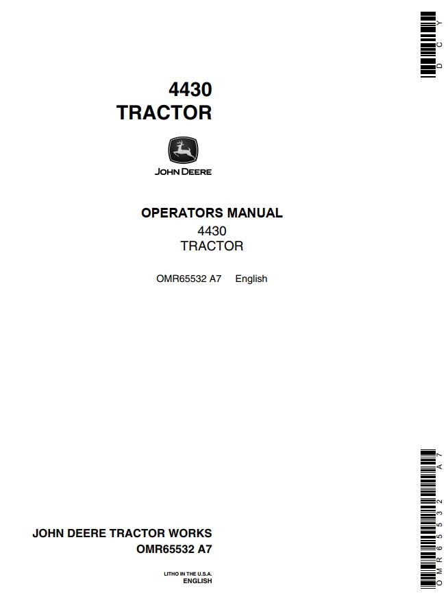 John Deere Tractor 4430 Operators Manual