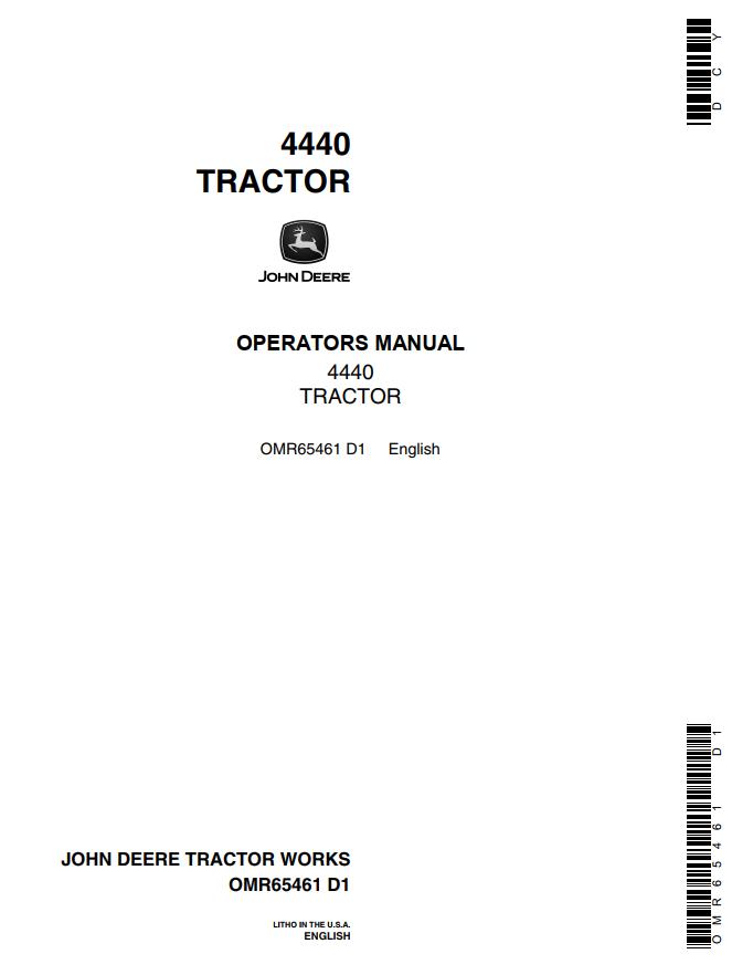 John Deere Tractor 4440 Operators Manual