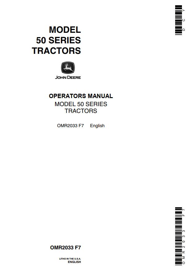 John Deere Tractor 50 Series Operators Manual
